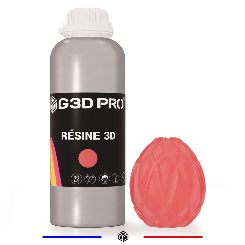 Résine 3D G3D PRO® Standard Translucide Rouge 1kg Résine 3D G3D PRO® Standard Translucide Rouge 1kg