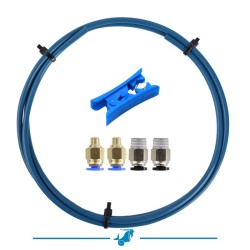 Pack 2 Coupe tube, Connecteurs pneumatiques PC4-M6 et  2 PC4-M10 Tube PTFE 1.75mm Capricorn® 1,9x4mm Bleu 1m