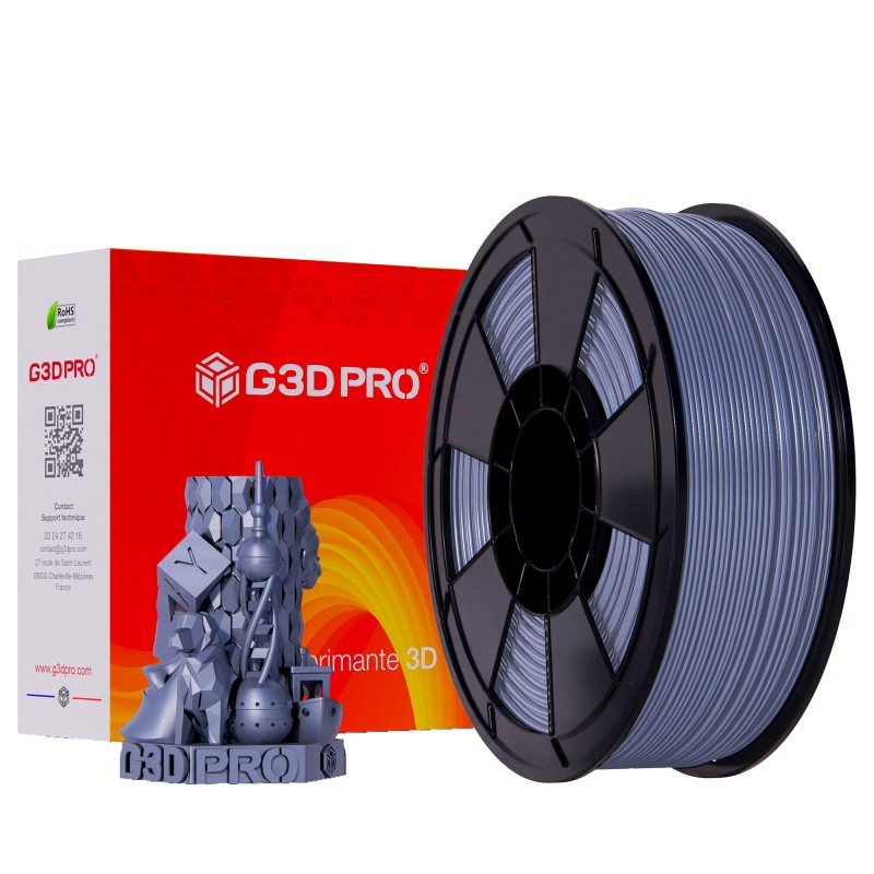 Filament 3D Silk Glossy 1 Kg Argent Gris 1.75 mm Filament 3D Silk Glossy 1 Kg Argent Gris 1.75 mm