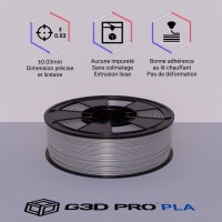 Fil 3D PLA 1 Kg 1.75 mm Argent