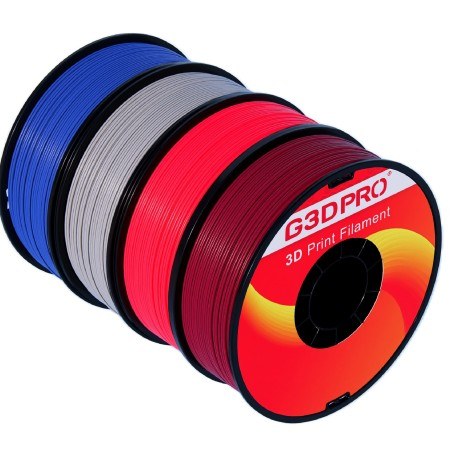 Pack Fil ABS 3D 1.75mm 1KG - Rouge Foncé, Gris Bleu, Jaune Fluo