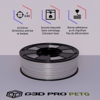 Filament 3D PETG 1 Kg Argent 1.75 mm