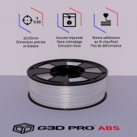 Fil 3D ABS 1 Kg  1.75 mm Argent