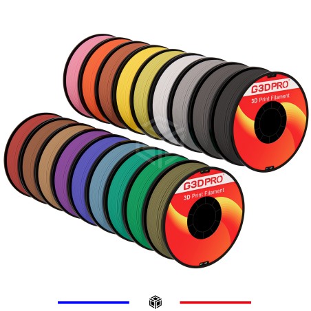 PACK PLA MAT G3D PRO® 18kg - 18 Couleurs - Grossiste 3D