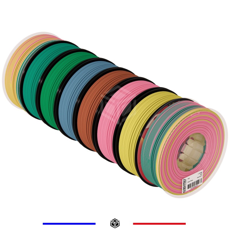 PACK PLA MULTI-TRI PASTEL MAT G3D PRO® 8*1KG 1.75MM - Grossiste 3D